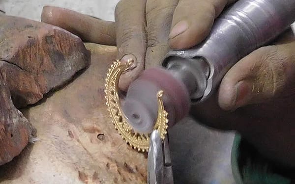Finishing a brass earring
