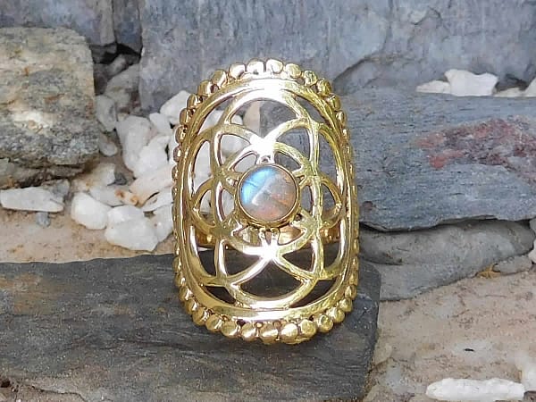 Labradorite Seed of Life Ring by Avashy