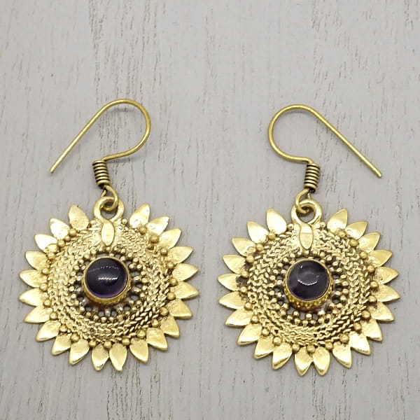 amethyst earrings sunflower earrings