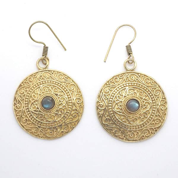 labradorite earrings indian mandala