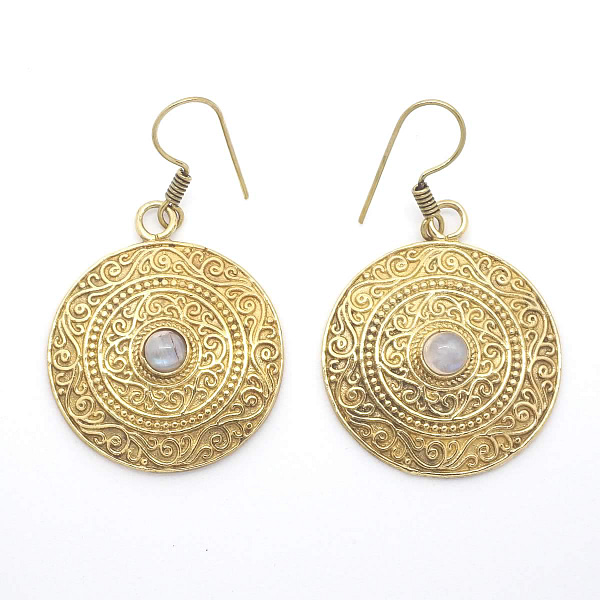 rainbow moonstone earrings indian mandala