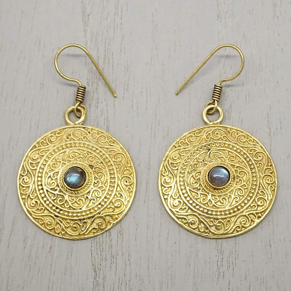 labradorite earrings indian mandala