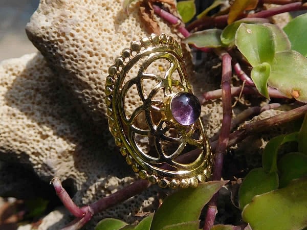 Amethyst Seed of Life Ring by Avashy
