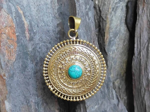 Turquoise Mandala Pendant by Avashy