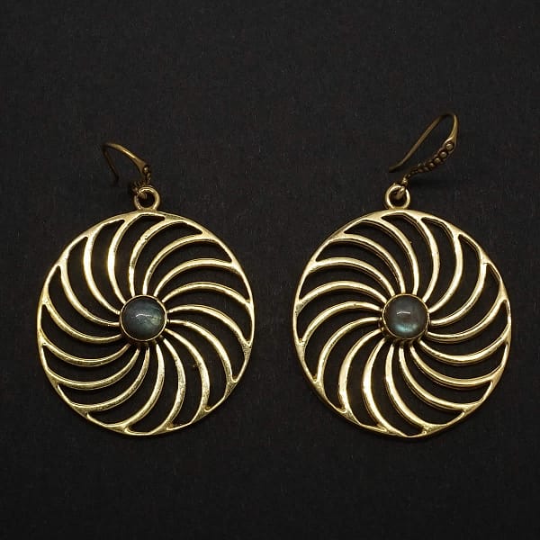 labradorite earrings spiral mandala